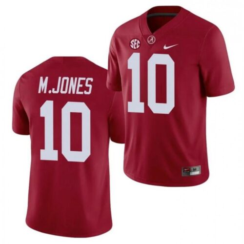 6861ddf8826ef_1 Men's Alabama Crimson Tide #10 Mac Jones Red Stitched Jersey