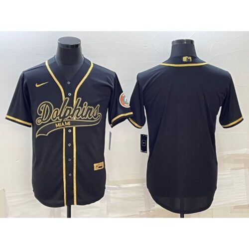 6861de08f0778_1 Men's Miami Dolphins Blank Black Gold With Patch Cool Base Stitched Baseball Jersey
