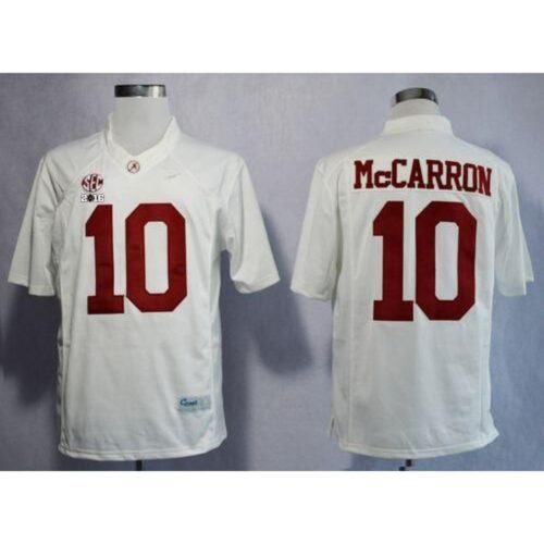 6861de0c72903_1 Crimson Tide #10 AJ McCarron White Limited 2016 College Football Playoff National Championship Patch Stitched NCAA Jersey