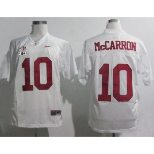 6861de1392c88_1 Crimson Tide #10 AJ McCarron White SEC & 2016 College Football Playoff National Championship Patch Stitched NCAA Jersey