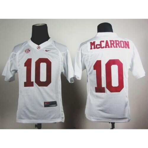 6861de263b904_1 Crimson Tide #10 AJ McCarron White Stitched Youth NCAA Jersey