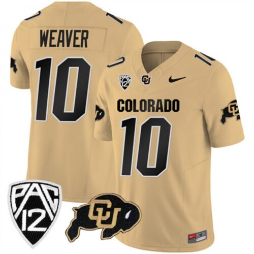 6861de293c0b0_1 Men's Colorado Buffaloes #10 Xavier Weaver Gold 2023 F.U.S.E. With PAC-12 Patch Stitched Football Jersey