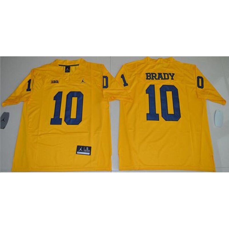6861de35db534_1 Wolverines #10 Tom Brady Gold Limited Stitched NCAA Jersey