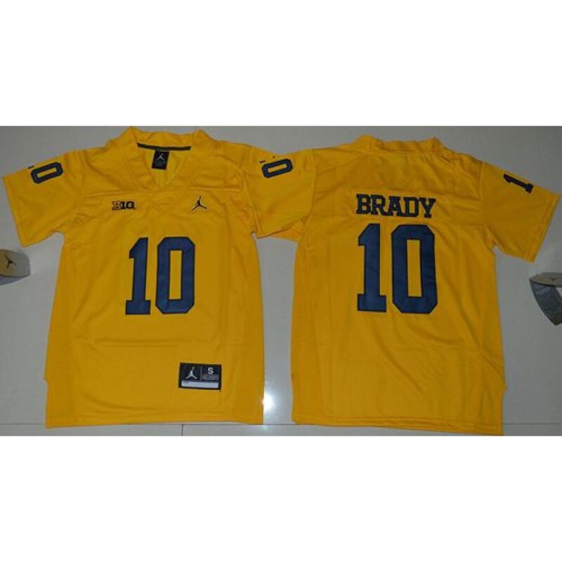 6861de5950d38_1 Wolverines #10 Tom Brady Gold Stitched Youth NCAA Jersey