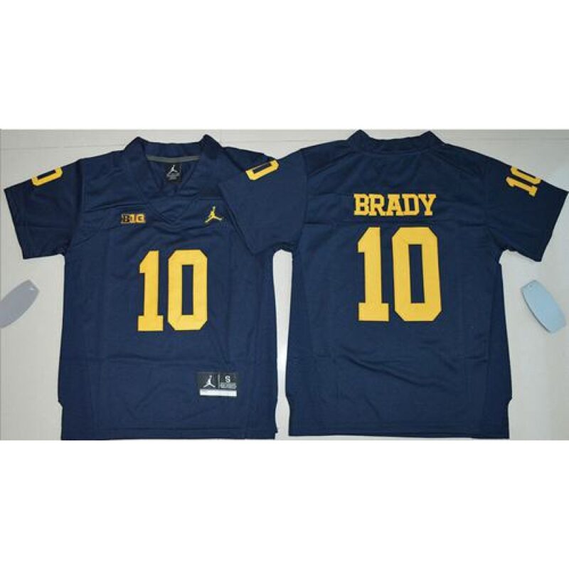 6861de5c6e252_1 Wolverines #10 Tom Brady Navy Blue Stitched Youth NCAA Jersey