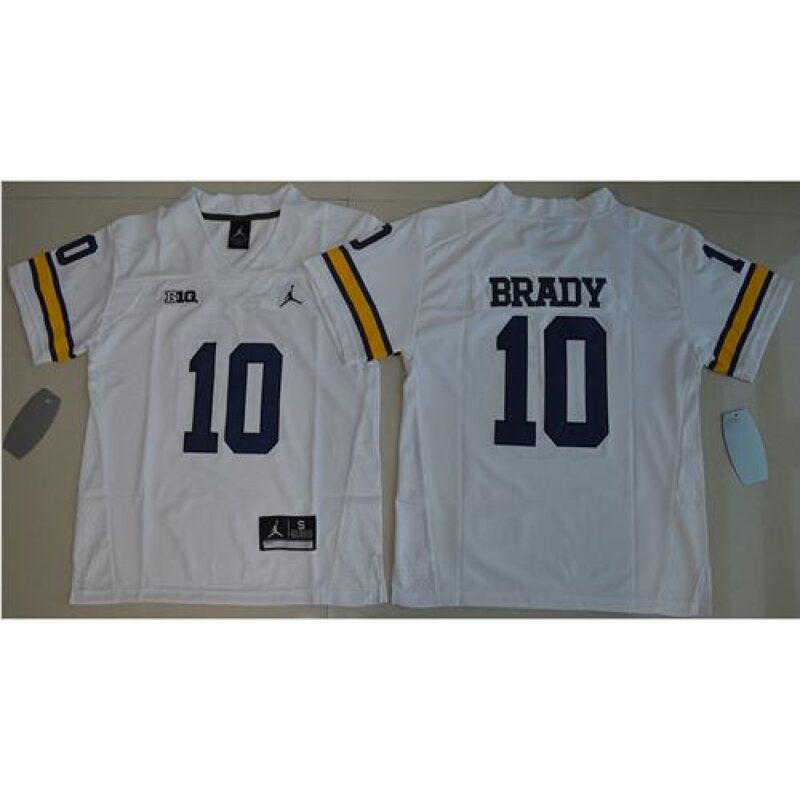 6861de5f70236_1 Wolverines #10 Tom Brady White Stitched Youth NCAA Jersey