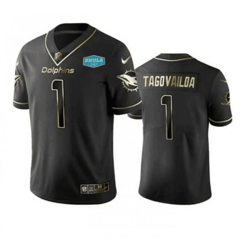 6861de6be5b76_1 Men's Miami Dolphins #1 Tua Tagovailoa 2020 Black Gold With 347 Shula Patch Limited Stitched Jersey