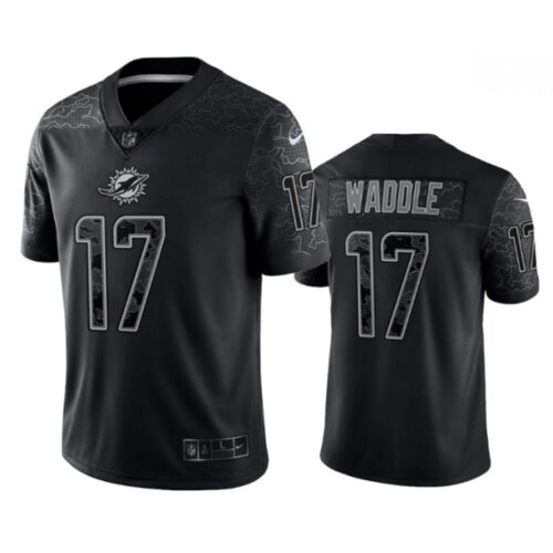 6861de9a94091_1 Men's Miami Dolphins #17 Jaylen Waddle Black Reflective Limited Stitched Football Jersey