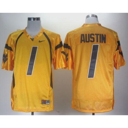 6861dec67fd62_1 Mountaineers #1 Tavon Austin Gold Stitched NCAA Jersey