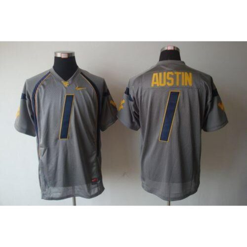 6861deca95b39_1 Mountaineers #1 Tavon Austin Grey Stitched NCAA Jersey