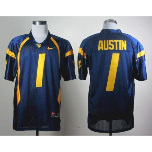 6861decdf1349_1 Mountaineers #1 Tavon Austin Navy Blue Stitched NCAA Jersey