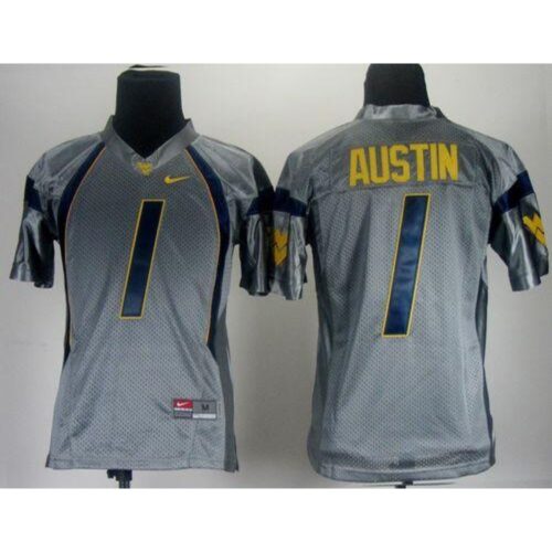 6861ded13c1dc_1 Mountaineers #1 Tavon Austin Grey Stitched Youth NCAA Jersey