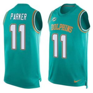 6861ded24c6c9_1 Dolphins #11 DeVante Parker Aqua Green Team Color Men's Stitched NFL Limited Tank Top Jersey