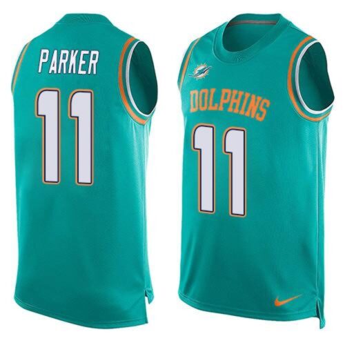 6861ded24c6c9_1 Dolphins #11 DeVante Parker Aqua Green Team Color Men's Stitched NFL Limited Tank Top Jersey
