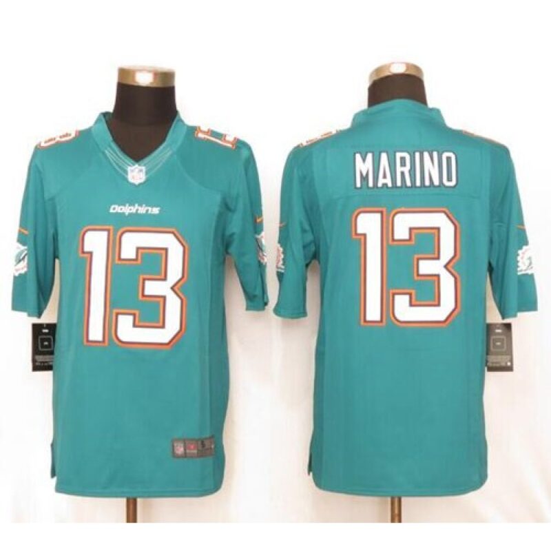 Dolphins #13 Dan Marino Aqua Green Team Color Men's Stitched NFL Limited Jersey