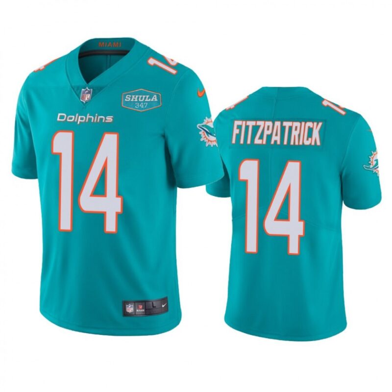 6861def77cb82_1 Men's Miami Dolphins #14 Ryan Fitzpatrick Aqua With 347 Shula Patch 2020 Vapor Untouchable Limited Stitched NFL Jersey