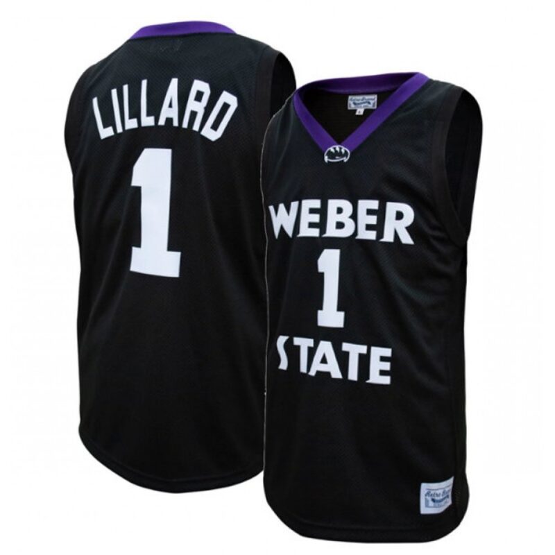 6861df167a7ac_1 Men's Weber State Wildcats #1 Damien Lillard Black Stitched Basketball Jersey