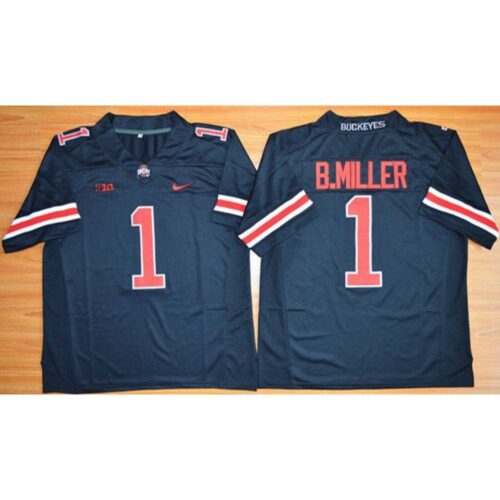 6861df2a8a33e_1 Buckeyes #1 Braxton Miller Black(Red No.) Limited Stitched NCAA Jersey