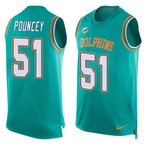 6861df3859b5a_1 Dolphins #51 Mike Pouncey Aqua Green Team Color Men's Stitched NFL Limited Tank Top Jersey