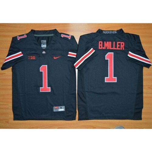 6861df5b92f4c_1 Buckeyes #1 Braxton Miller Black(Red No.) Limited Stitched Youth NCAA Jersey