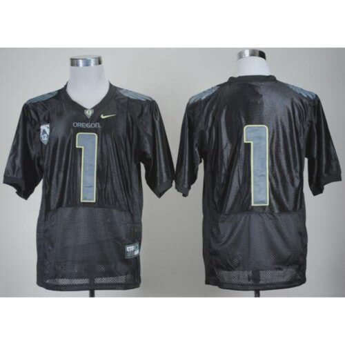 6861df65660f0_1 Ducks #1 Fan Black With PAC-12 Patch Stitched NCAA Jersey