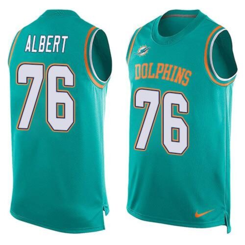 6861df669cc3f_1 Dolphins #76 Branden Albert Aqua Green Team Color Men's Stitched NFL Limited Tank Top Jersey