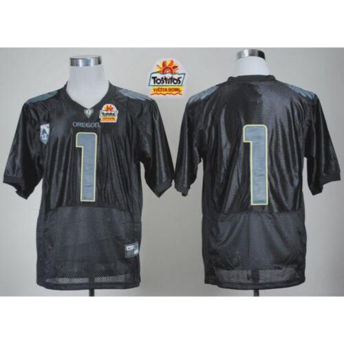 6861df68c69e3_1 Ducks #1 Fan Black With PAC-12 Patch Tostitos Fiesta Bowl Stitched NCAA Jersey