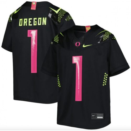 6861df6d47a70_1 Men's Oregon Ducks #1 Sequoia Oregon 2022 Black Pink BCA Stitched Jersey