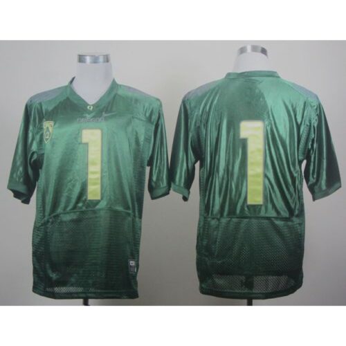 6861df716eaed_1 Ducks #1 Fan Green With PAC-12 Patch Stitched NCAA Jersey