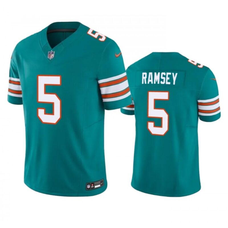 6861df8ced644_1 Men's Miami Dolphins #5 Jalen Ramsey Aqua 2023 F.U.S.E Vapor Limited Stitched Football Jersey