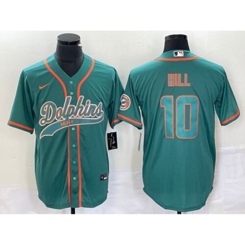 6861df9417943_1 Men's Miami Dolphins #10 Tyreek Hill Aqua Cool Base Stitched Baseball Jersey