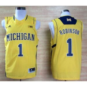 6861df94aa378_1 Wolverines #1 Glenn Robinson III Gold Basketball Stitched NCAA Jersey