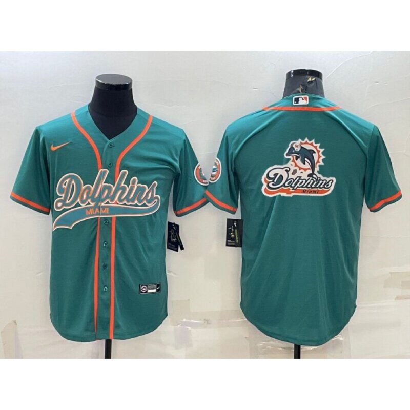 6861df97e4e6c_1 Men's Miami Dolphins Aqua Team Big Logo With Patch Cool Base Stitched Baseball Jersey