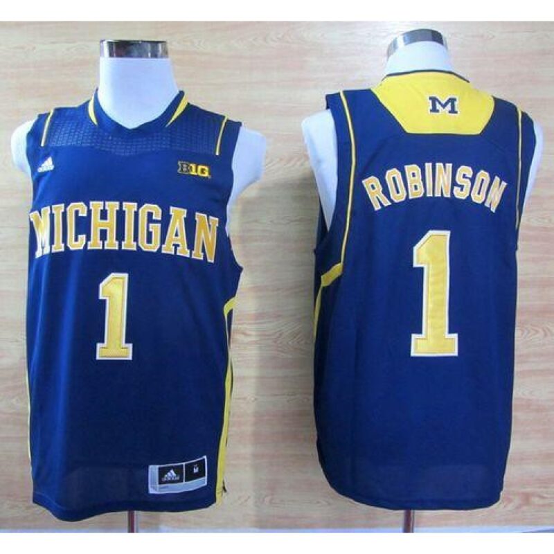 6861df981ce5f_1 Wolverines #1 Glenn Robinson III Navy Blue Basketball Stitched NCAA Jersey
