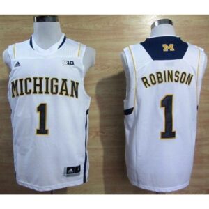 6861df9b4f088_1 Wolverines #1 Glenn Robinson III White Basketball Stitched NCAA Jersey