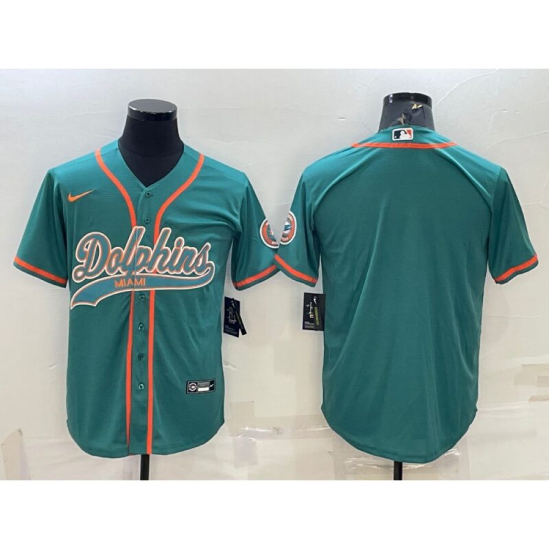 6861df9b4f77b_1 Men's Miami Dolphins Blank Aqua With Patch Cool Base Stitched Baseball Jersey