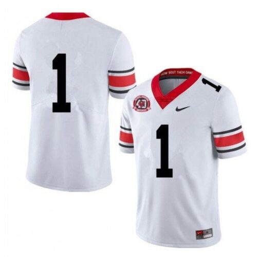 6861dfaeada8e_1 Men's Georgia Bulldogs #1 White 1980 National Champions 40th Anniversary College Stitched Jersey
