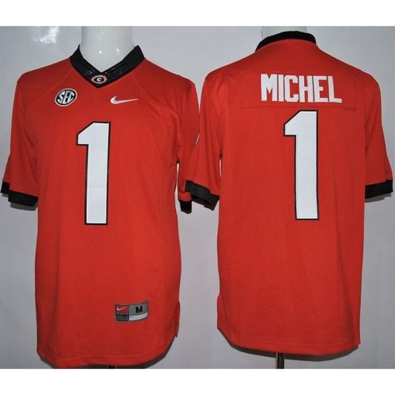 6861dfb4b6b80_1 Bulldogs #1 Sony Michel Red Limited Stitched NCAA Jersey