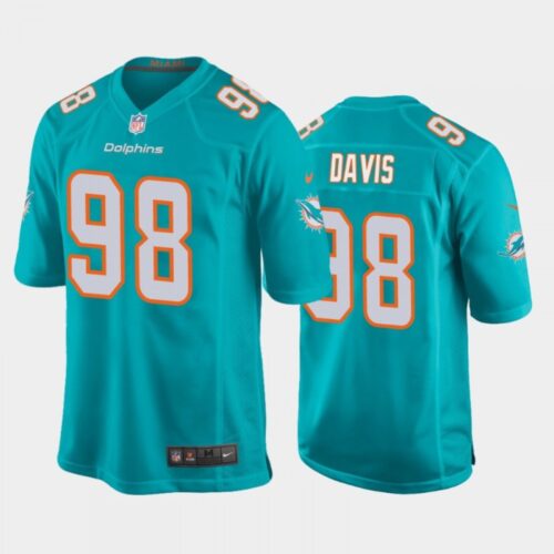 6861dfc9d6fb6_1 Men's Miami Dolphins #98 Raekwon Davis Aqua Stitched Jersey