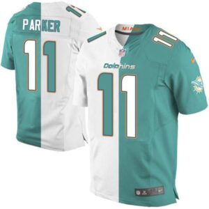 6861dfd410677_1 Dolphins #11 DeVante Parker Aqua Green/White Men's Stitched NFL Elite Split Jersey