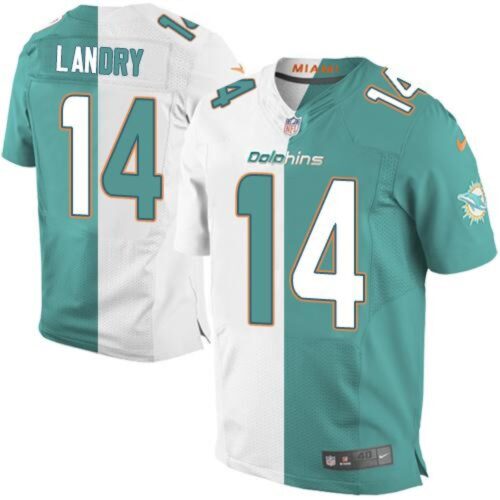 6861dfd784aa0_1 Dolphins #14 Jarvis Landry Aqua Green/White Men's Stitched NFL Elite Split Jersey