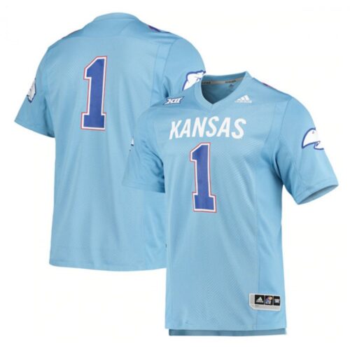6861dfd9df1e7_1 Men's Kansas Jayhawks #1 Light Blue Stitched Jersey