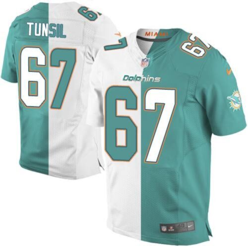 6861dff90f06d_1 Dolphins #67 Laremy Tunsil Aqua Green/White Men's Stitched NFL Elite Split Jersey