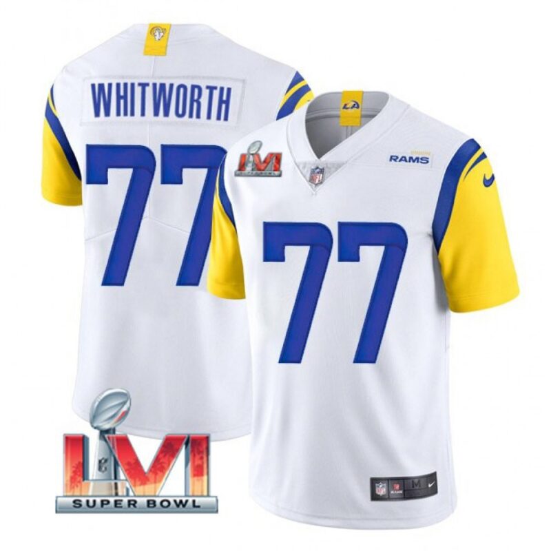 6861e00eabeca_1 Men's Los Angeles Rams #77 Andrew Whitworth 2022 White Super Bowl LVI Vapor Limited Stitched Jersey