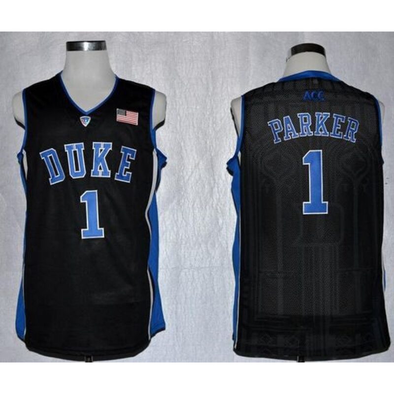 6861e010a23f2_1 Blue Devils #1 Jabari Parker Black Basketball Stitched NCAA Jersey