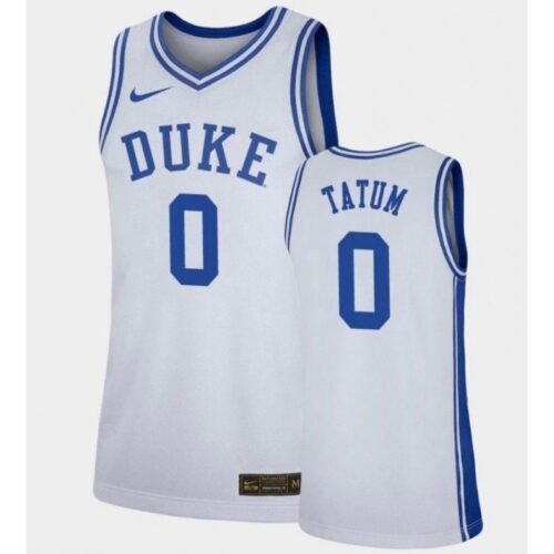 6861e0170891f_1 Men's Duke Blue Devils #0 Jayson Tatum White Stitched Basketball Jersey