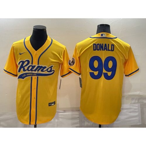 6861e033f220f_1 Men's Los Angeles Rams #99 Aaron Donald Yellow Cool Base Stitched Baseball Jersey