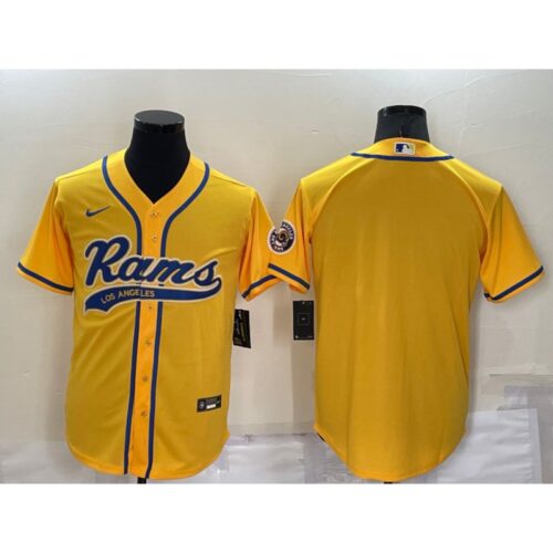 6861e03adc40f_1 Men's Los Angeles Rams Blank Cool Base Yellow Stitched Baseball Jersey