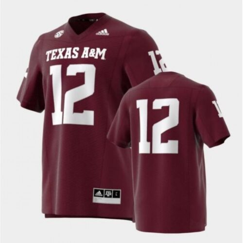 6861e0528ddc6_1 Men's Texas A&M Aggies #12 Maroon Strategy Premier Stitched Football Jersey