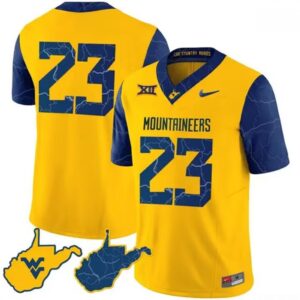 6861e060ce392_1 Men's West Virginia Mountaineers #6 Garrett Greene Gold 2023 F.U.S.E. Stitched Jersey